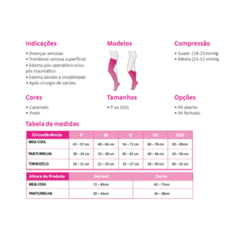 Meia Medi Duomed Smooth, 23-32 mmHg, 3/4, cor: Caramelo - Imagem 3